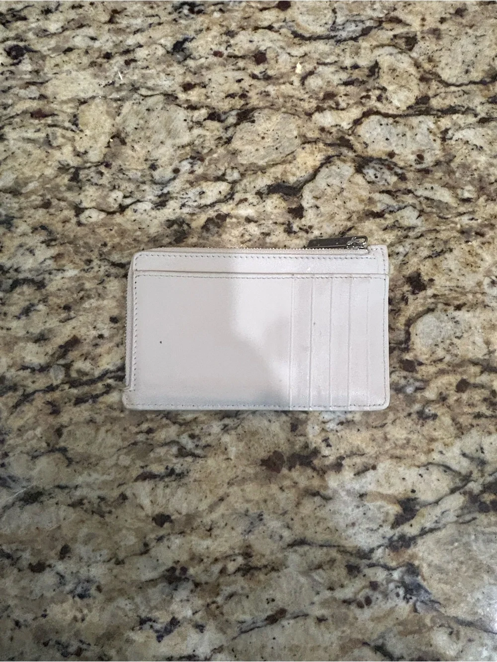 BALENCIAGA Card Case Holder Off White Leather/Silvertone